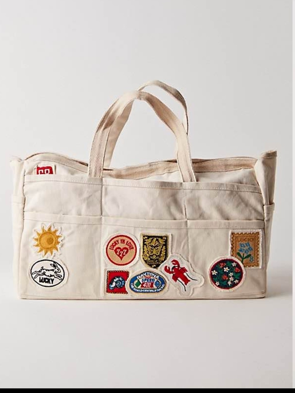 Free People Kiss My Patch Canvas Tote Bag in Mineral NWT - Picture 14 of 14